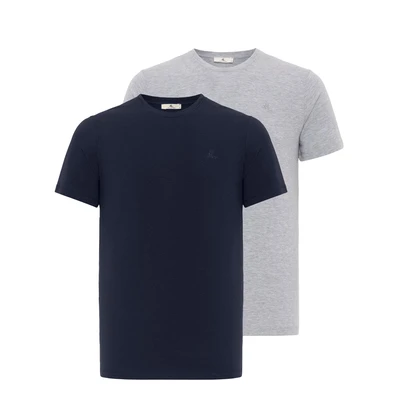 Afbeelding van dandalo Antonio 2 PACK Tshirt basic, Heren, Maat: Large, Navy grey melange