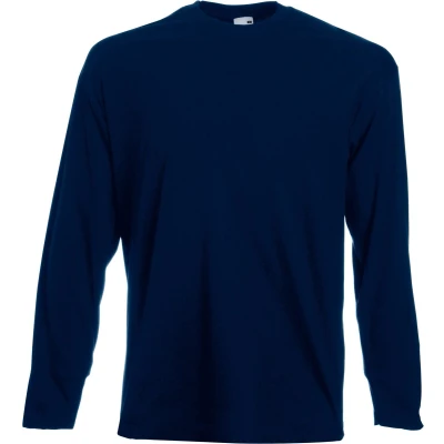 Afbeelding van Fruit Of The Loom Heren Valuegewicht T shirt met ronde hals en lange mouwen (Donker Marine)