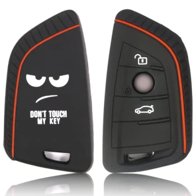 Afbeelding van FOAMO Autosleutelhoes compatibel met BMW 3 4 toetsen (alleen Keyless Go) siliconen beschermhoes cover sleutelhoes in Don&#039;t Touch My Key