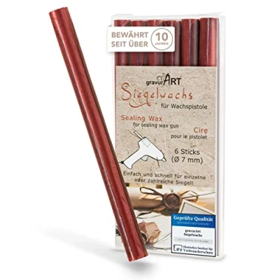 Afbeelding van gravurART zegelwas (flexibel) voor pistool, 6 stangen, metallic rood