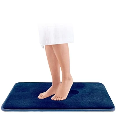 Afbeelding van Wolke sieben Badmat van traagschuim, antislip, zacht, absorberend, wasbaar, blauw, 50 x 80 cm