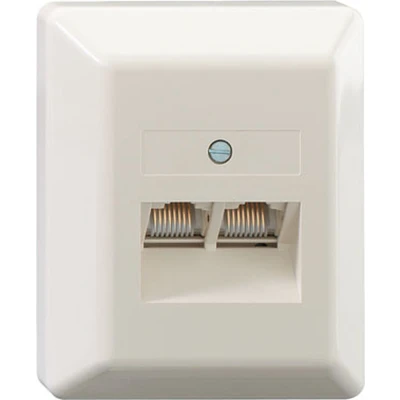 Afbeelding van Rutenbeck UAE 2x8(8) Ap rw Netwerkdoos Opbouw (op muur) Inzet met centraalstuk en frame CAT 3 Zuiver wit