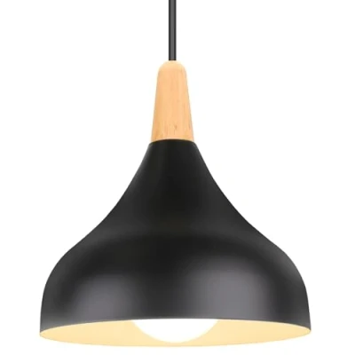 Afbeelding van iDEGU Kroonluchter hanglamp retro moderne druppelstijl hoed plafondlamp E27 metaal voor slaapkamer eetkamer keuken Ø 20 cm (zwart 1 stuk)