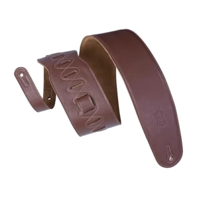 Afbeelding van Levys Leathers M4GF BRN gevoerd lederen gitaarband, bruin