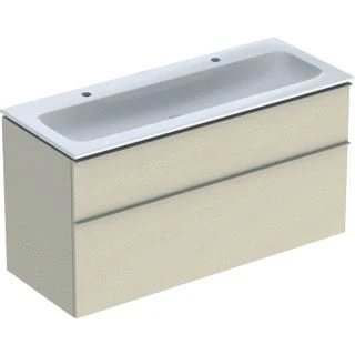 Afbeelding van Geberit icon wastafelonderkast met wastafel 2 laden soft close handgreep hxbxd 630x1200x480mm zandgrijs 502 338 jl 1
