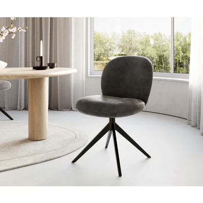 Afbeelding van DELIFE Draaistoel Nube Flex antraciet vintage kruisframe breed zwart pocketveer kern 360 draaibaar