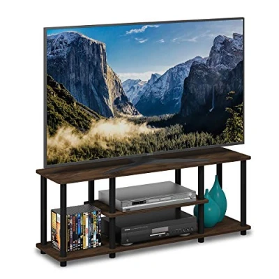 Afbeelding van Furinno Toolless TV Stands, Hout, Columbia Walnoot/Zwart, one size