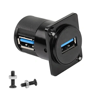 Afbeelding van QIANRENON 90 Graden Hoek USB3.0 Panel Mount Connector Socket 5Gbps Vrouwelijke naar Rechte Koppeling Hoge Snelheid Datatransmissie D Type Extension Interface Adapter