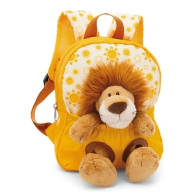 Afbeelding van NICI kinderrugzak geel 2 in 1 met knuffel leeuw 25cm Kleuter rugzak meisjes &amp; jongens Zacht rugpand verstelbare riemen 49850