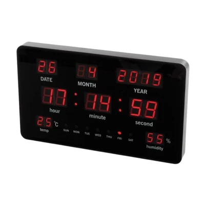 Afbeelding van WANDKLOK MET LED DISPLAY 37,8 x 25,8 2,5 cm