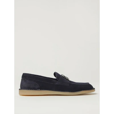 Afbeelding van Leather Loafers with Buckle Detail Slip on Style Shoe Blue
