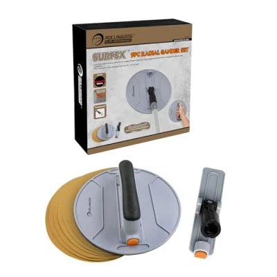 Afbeelding van ROLLINGDOG Pole Sander Gipsplaten schuurmachine, ronde radiaal schuurblok met 6 stuks oxide gaas, schuurpapier voor hout, metalen reiniging en polijsten (22,5 cm)