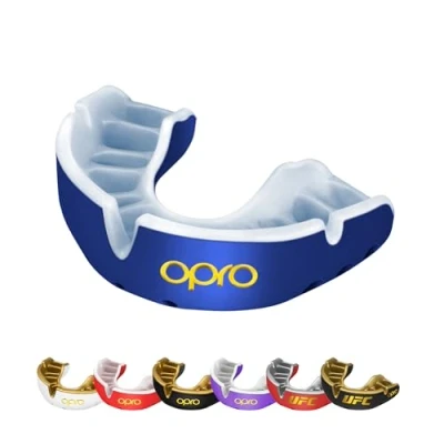 Afbeelding van OPRO Gebitsbeschermer Self Fit Gold Edition V2 Donkerblauw/Wit Junior