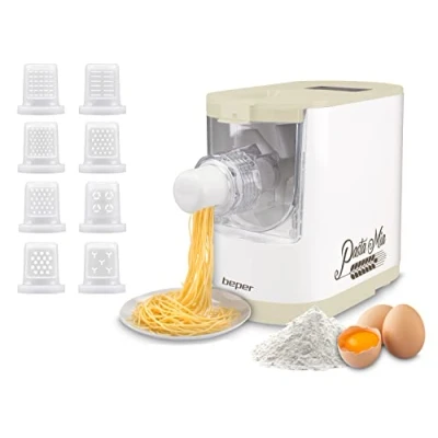 Afbeelding van BEPER P102SBA500 Automatische machine voor verse pasta, pastamaker, 200W, 320 g bloem, 8 matrijzen van verschillende groottes, display bediening, inclusief maatbeker en spatel