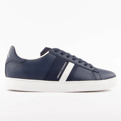 Afbeelding van Armani Exchange Paris Double Line Sneakers voor heren, marineblauw + gebroken wit, 44 EU, Navy Off White, EU