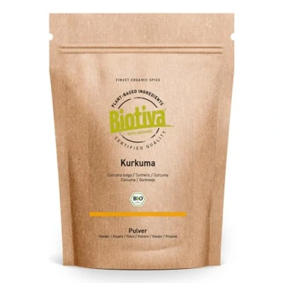 Afbeelding van Biotiva Kurkuma Poeder Biologisch 250g Hoogwaardige kurkumawortel (Curcuma) gemalen Curcumine Hersluitbare ritssluiting Verpakt in Duitsland (DE ECO 005)