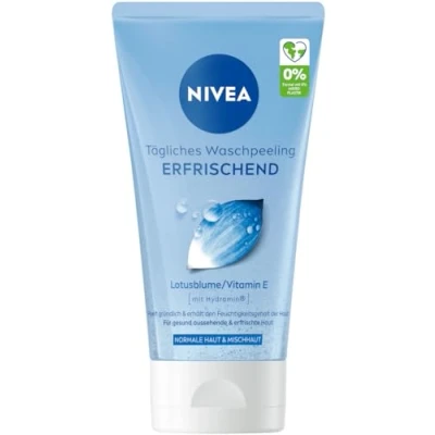 Afbeelding van NIVEA Dagelijkse wascrub verfrissend, scrub zonder microplastic met vitamine E voor een poriëndiepe gezichtsreiniging, verfrissende gezichtspeeling normale en gemengde huid (150 ml)