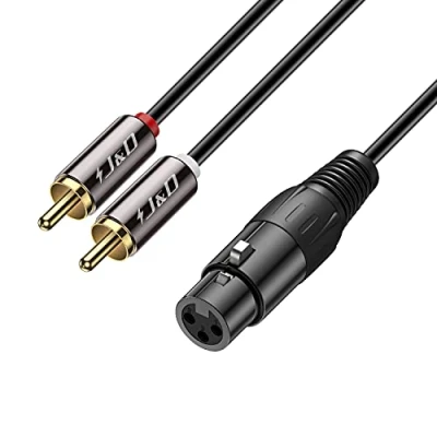 Afbeelding van J&amp;D XLR naar 2 RCA Y Splitter Patchkabel, PVC Schaal Onevenwichtige Dual Mannelijk Vrouwelijk Stereo Audio Verbindingskabel Adapter voor Spreker Condensor Microfoon Mixer AMP, 1,8 Meter