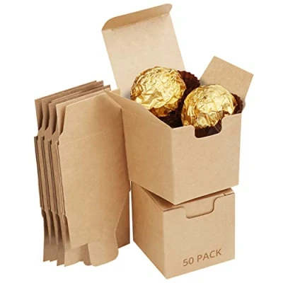 Afbeelding van Kurtzy Bruine Hobby Geschenk Doosjes (50 Pak) L5 x B5 H5 cm Kraft Makkelijk te Assembleren Presentatie Doos Voor Feesten, Verjaardag, Huwelijken &amp; Vakanties