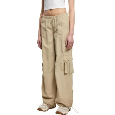 Afbeelding van Urban Classics Brede crinkle nylon cargobroek voor dames, Concrete, 3XL