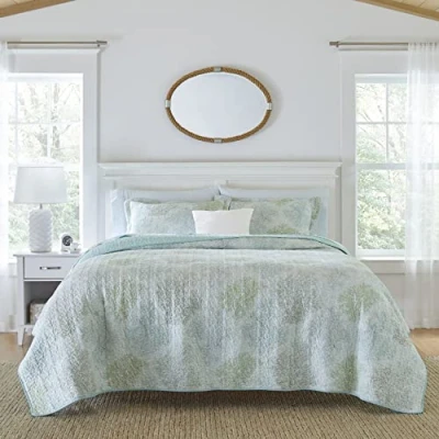 Afbeelding van Laura Ashley Home Quilt Set Ultra Soft All Season Beddengoed, Omkeerbaar, Stijlvol Coverlet met Bijpassende Sham(s), Blauw, Twin