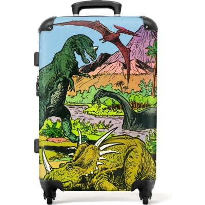 Afbeelding van NoBoringSuitcases.com Grote koffer Kinderkoffer dinosaurus jongen Reiskoffer met 4 wielen Trolley op wieltjes 60 liter Rolkoffer groot kinderen Ruimbagage valies 20kg Reisbagage &amp; reisaccessoires Hardcase middelmaat Luggage suitcase