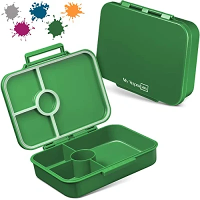 Afbeelding van My Vesperbox Bia, Bento Box voor kinderen, nieuw, versterkte sluitingen, lekvrij en BPA vrij, extreem robuust, lunchbox, broodtrommel, ideaal de kinderopvang school (groen)