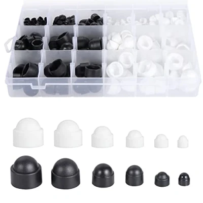 Afbeelding van Gueenky Beschermdoppen voor schroeven, M4, M5, M6, M8, M10, M12, schroefdoppen, zeskantige schroefafdekking, zwart, wit, afdekkappen moeren, bouten, 300 stuks