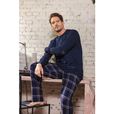 Afbeelding van Heren pyjama ruiten Pastunette Blauw Maat M
