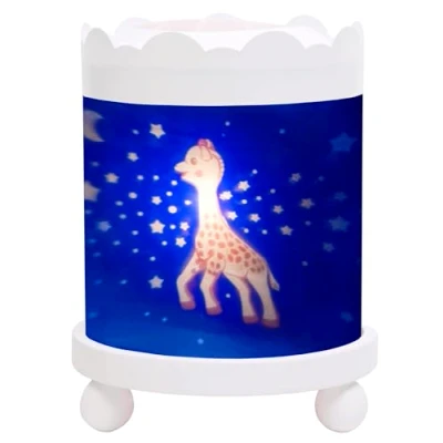 Afbeelding van Trousselier Sophie De Giraffe Nachtlampje Magische carrousel Ideaal geboortecadeau Kleur hout wit geanimeerde afbeeldingen rustgevend licht 12 V 10 W gloeilamp inclusief EU stekker