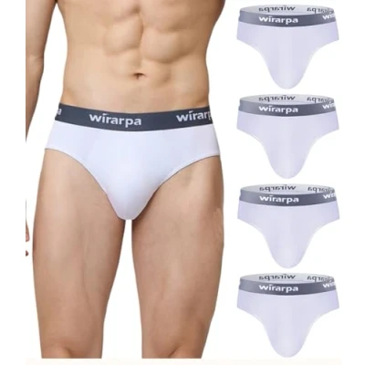 Afbeelding van wirarpa Herenondergoed, slips, modale onderbroek, zachte brede tailleband, ondergoed, basic, No Fly 4 pack, Wit, L