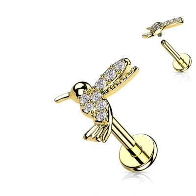 Afbeelding van CZ Paved Hummingbird goud kleur 1.2X6