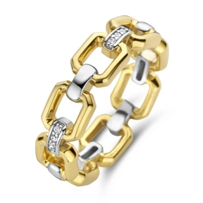 Afbeelding van TI SENTO Milano 12292ZY Ring zilver zirconia goudkleurig wit 6 mm