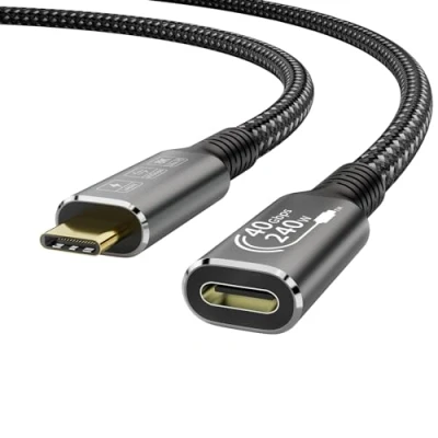 Afbeelding van YIWENTEC Cable USB 4 8K 0.8M compatible con Type C macho a Female Extension Ultra HD 8K@60Hz 100W Cargador de 40 Gbps Data Transfer External SSD eGPU Docking