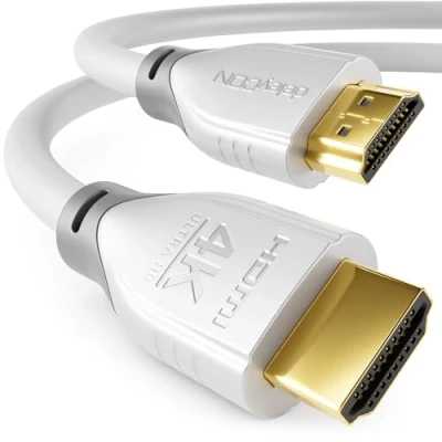 Afbeelding van deleyCON HDMI Kabel 3,0m 4K@60Hz 2K@165Hz met ARC Ethernet UHD HDR 3D Hoge Snelheid 18Gbps voor Soundbar TV Blu Ray Beamer Laptop PS4 PS5 Console PC Monitor Wit Grijs