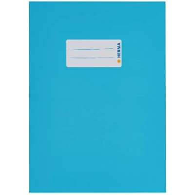 Afbeelding van HERMA 19764 schriftenveloppen, A5 karton, lichtblauw, 10 stuks, niethoezen met tekstveld van stevig en extra sterk papier, set beschermhoezen voor schoolschriften, gekleurd
