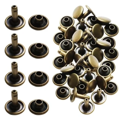 Afbeelding van Trimming Shop Dubbele dop klinknagels, buisvormige metalen noppen voor kledingreparatie en vervangingen, naaien, lederen knutselen, doe het zelfprojecten, 10 mm x 9 mm, brons, 100 sets