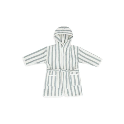 Afbeelding van Jollein Baby Badjas Badstof 1 2 Jaar Kinderen met Capuchon Stripe Terry, Sea Green GOTS