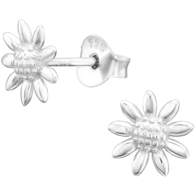 Afbeelding van JoyS Zilveren bloem oorbellen 7.5 mm zonnebloem sterling zilver 925