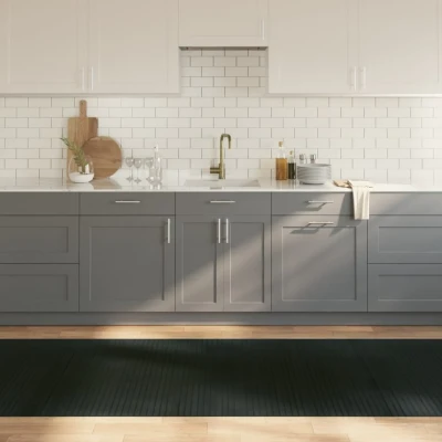 Afbeelding van Vloerkleed rechthoekig 100x300 cm bamboe grijs