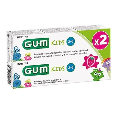 Afbeelding van GUM Kids Fluoride Tandpasta Vanaf 3 Jaar Set van 2 x 50 ml