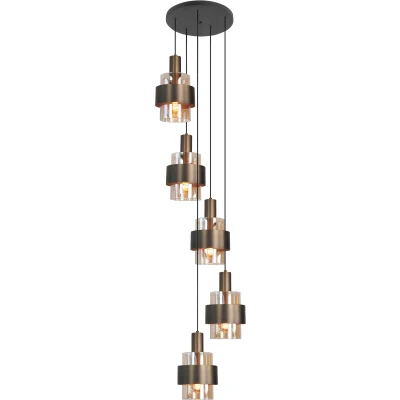 Afbeelding van Modern Industrieel Hanglamp 5 lichts Getrapt Brons Marrone