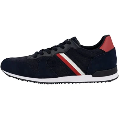 Afbeelding van Tommy Hilfiger Iconic MIX Runner Sneakers laag, Heren, Maat: 40, Dunkelblau Leer en textiel