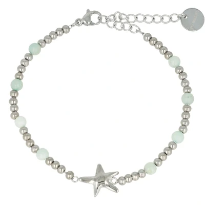 Afbeelding van My Bendel Schakelarmband Met zomerse zeester en Amazonite Zilverkleurige armband edelstenen luxe cadeauverpakking
