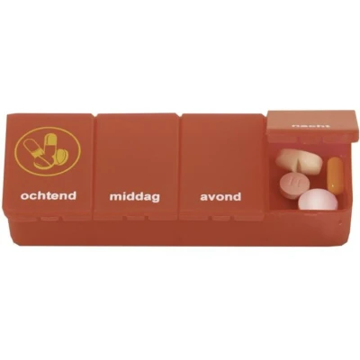 Afbeelding van Klein pillendoosje 1 dag 4 vaks Rood