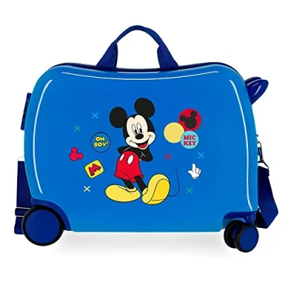 Afbeelding van Disney Rolling Suitcase 4 Wheels Enjoy The Day Mickey Mouse Twister Light Blue
