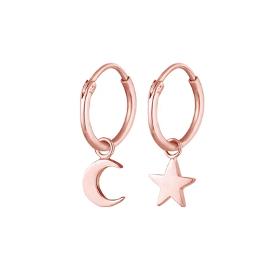 Afbeelding van Elli STAR MOON Astro LOOK Oorbellen Rose goldcoloured, Dames, Maat: One Size, gold coloured