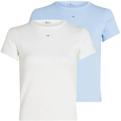 Afbeelding van Tommy Jeans Essential 2 PACK Tshirt basic, Dames, Maat: 32, Ecru/sweet blue