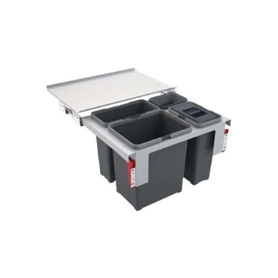 Afbeelding van FRANKE Afvalemmer Garbo 60 3 (121.0200.680) Containers : 18L + 12L 8L Kleur zwart