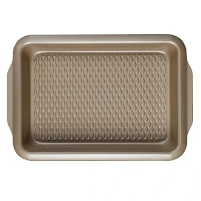 Afbeelding van Salter roosterpan, niet klevende koolstof stalen braadmachine, diepe bakschaal voor vlees, groenten, Brownies, Large oven Pan met Textured Base, PFOA Free, Olympus Collection, Gold, 39 cm.